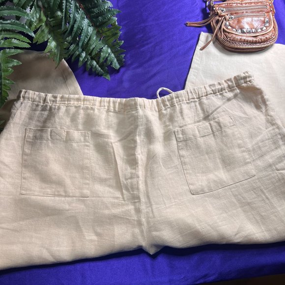 📌bridgewater Linen 6/8 Sun Yellow Pants with Pockets - Picture 3 of 14